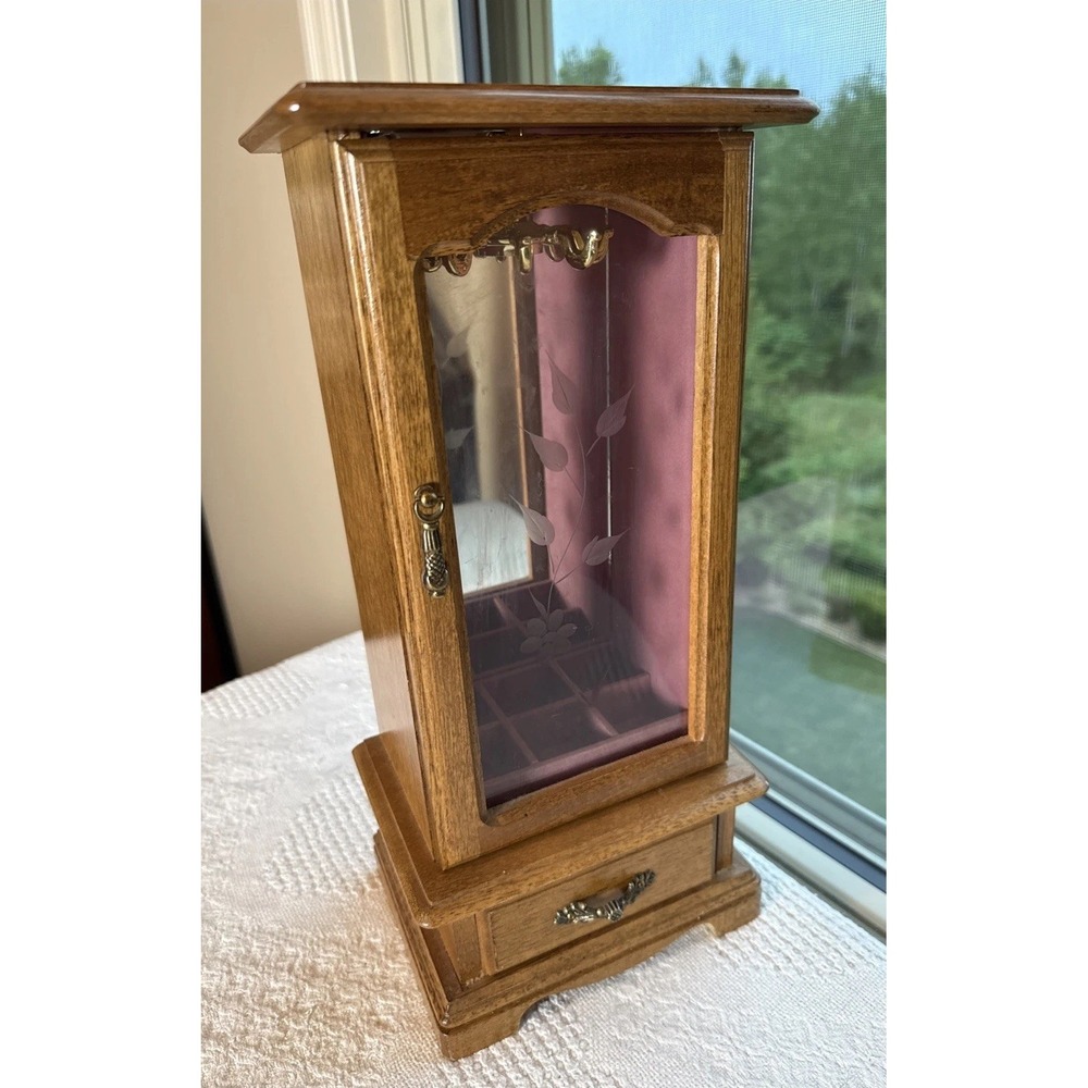 Vtg Westland Co Wood Jewelry Music Box  Storage Necklace Earring Rings Bracelets